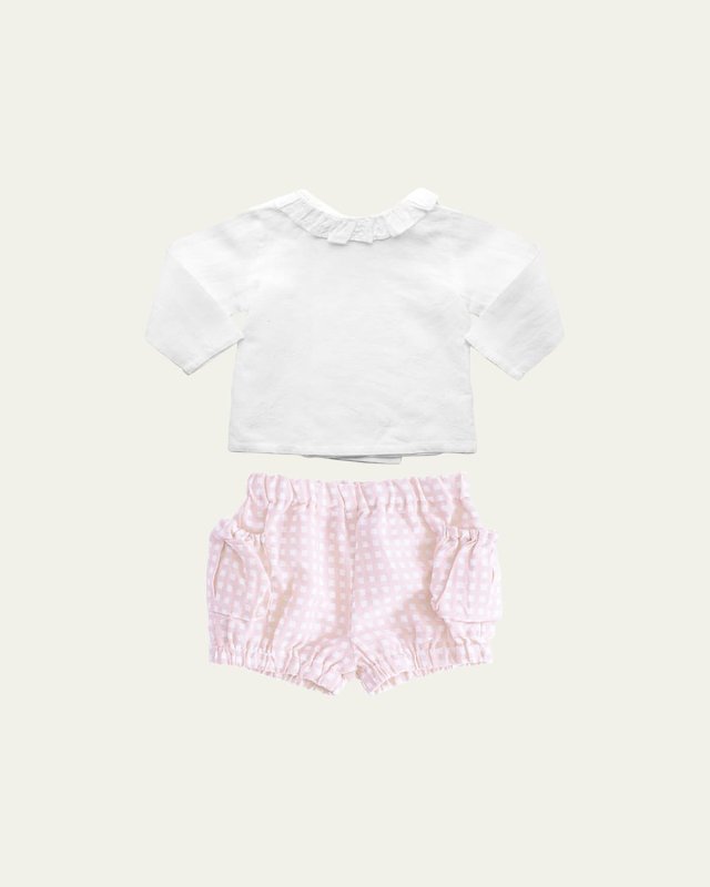 Girl's Two-Piece Blouse W/Shorts Set, Size Newbor